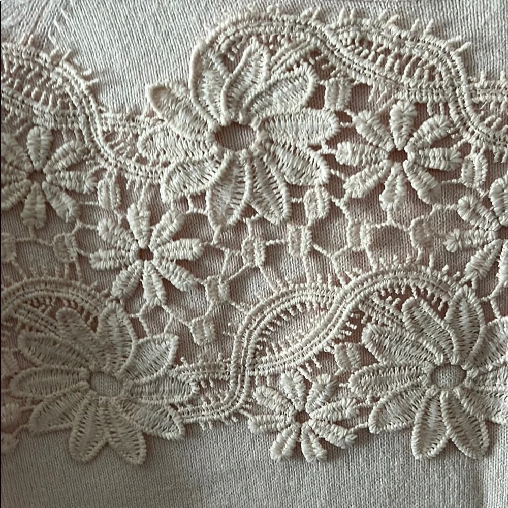 GAP Like New Pink Crew Neck Sweater with Lace Detail